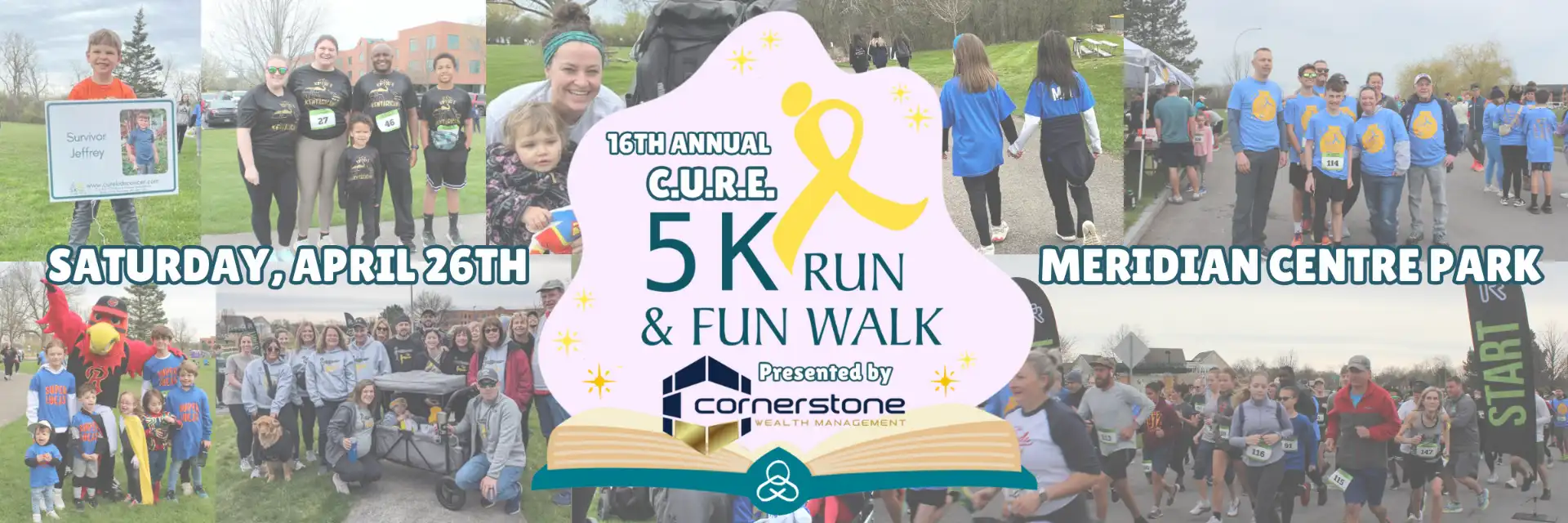 Graphic announcing C.U.R.E.'s 16th Annual 5K & Fun Walk event.