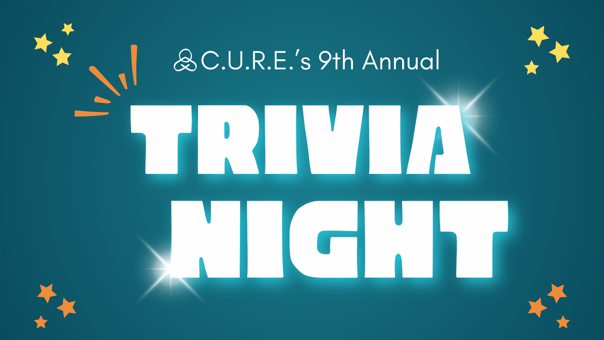 Graphic announcing C.U.R.E.'s 9th Annual Trivia Night event.