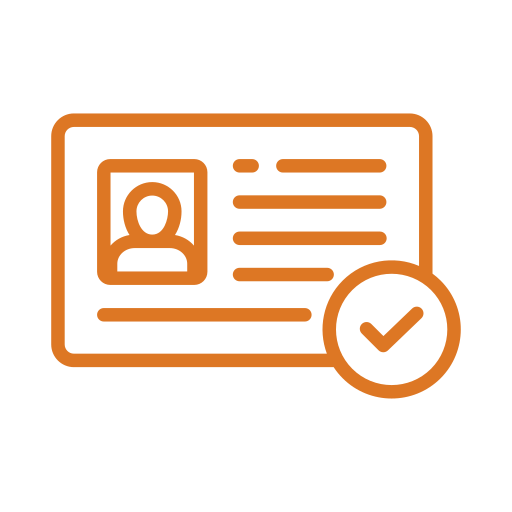 Graphic of a contact card with a check mark.